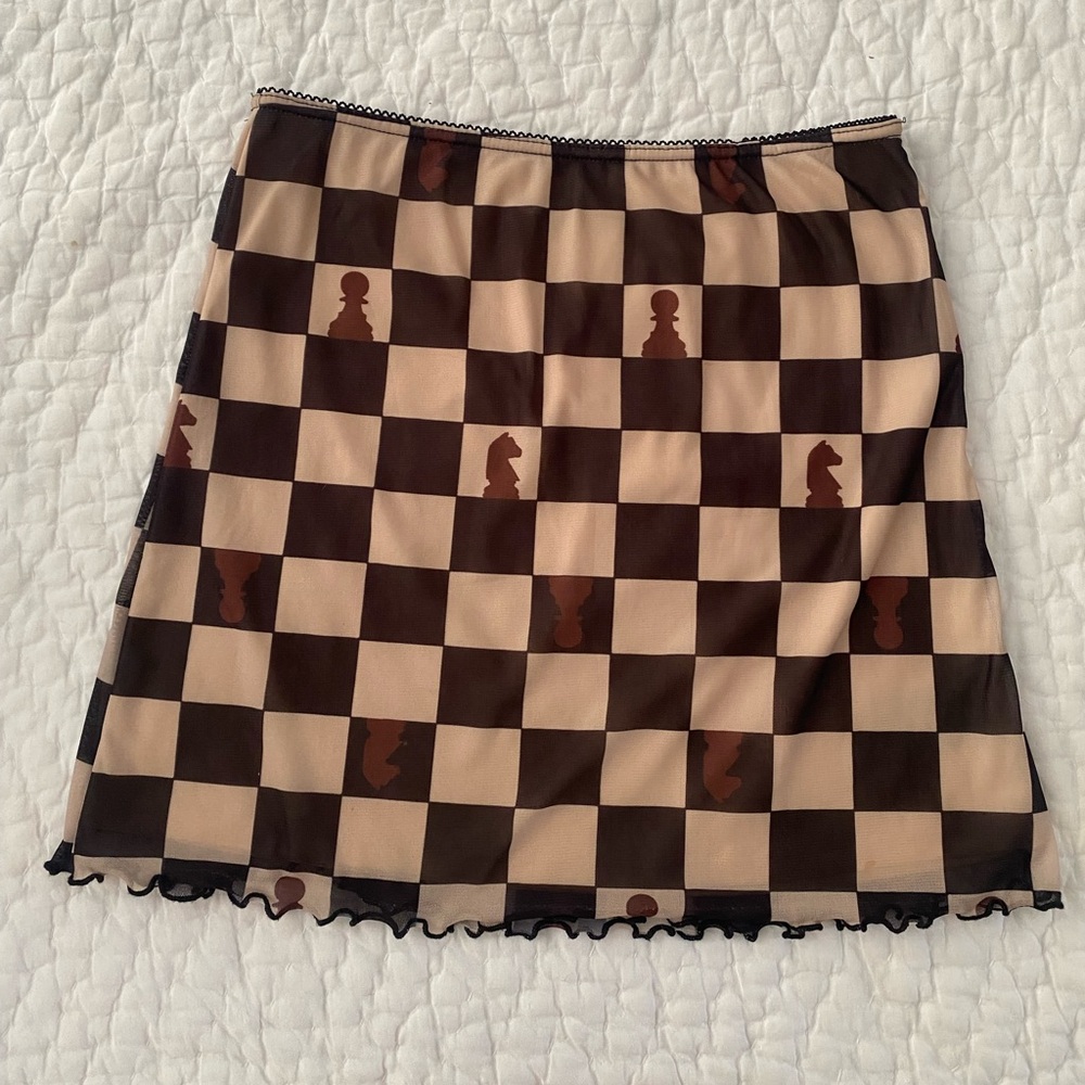 Urban Outfitters Chess Mesh Mini Skirt